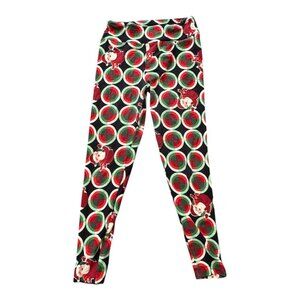 Santa Christmas LuLaRoe Leggings Black Red Green Women One Size Fits 2-10